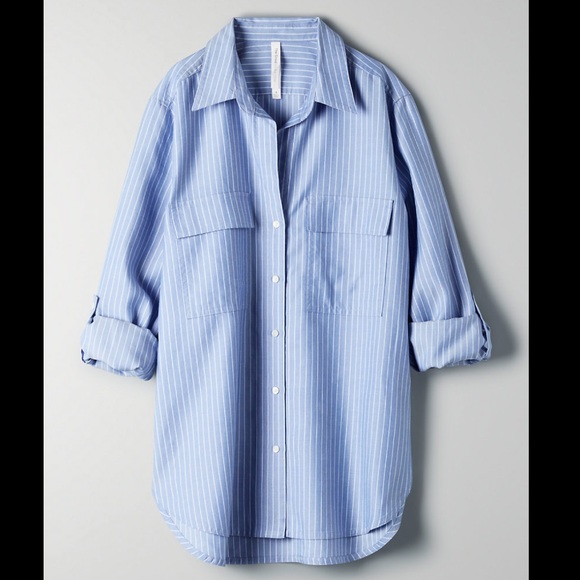 Babaton Tops - Aritzia Babaton Utility Blouse in Blue Striped S